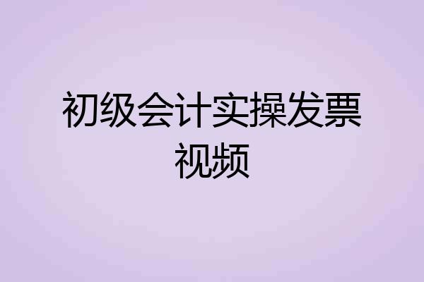 初级会计实操发票视频