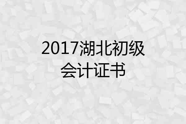 2017湖北初级会计证书