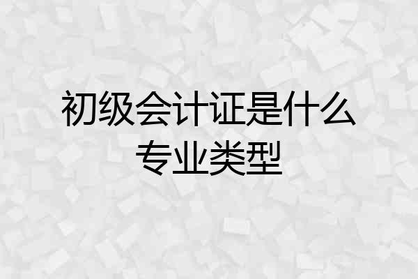 初级会计证是什么专业类型
