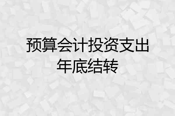 预算会计投资支出年底结转