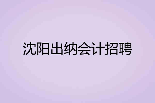 沈阳出纳会计招聘