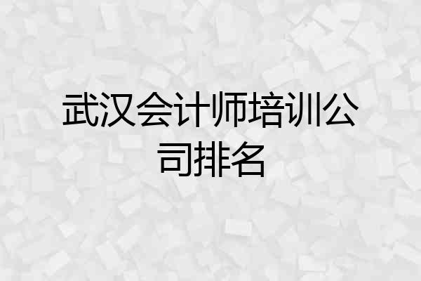 武汉会计师培训公司排名