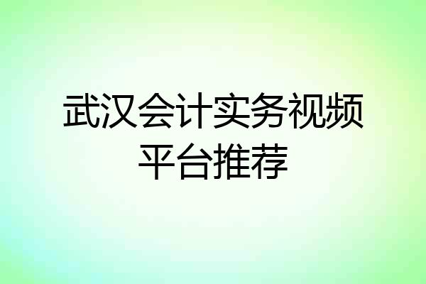 武汉会计实务视频平台推荐