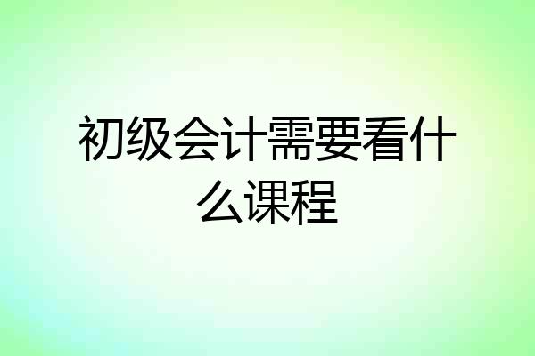 初级会计需要看什么课程