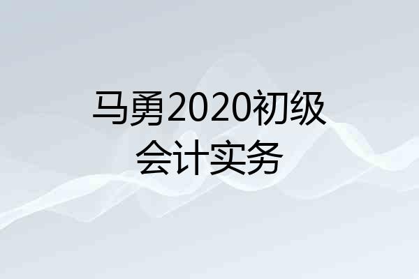 马勇2020初级会计实务
