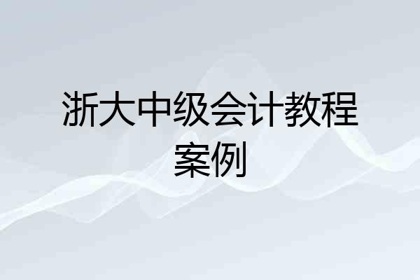 浙大中级会计教程案例