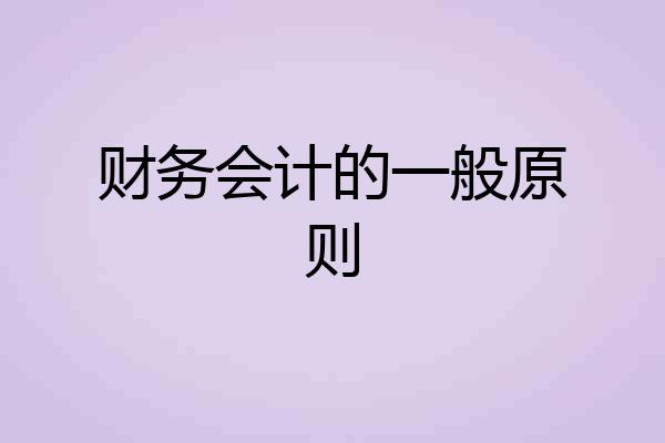 财务会计的一般原则