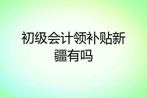 初级会计领补贴新疆有吗