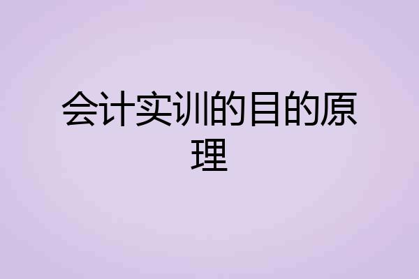 会计实训的目的原理