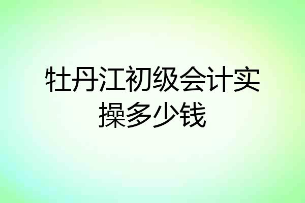 牡丹江初级会计实操多少钱