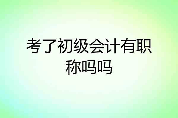 考了初级会计有职称吗吗