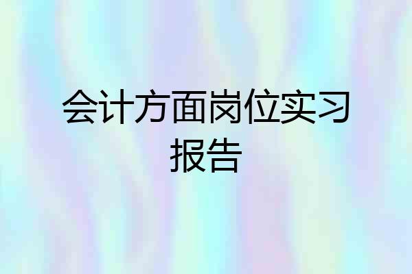 会计方面岗位实习报告