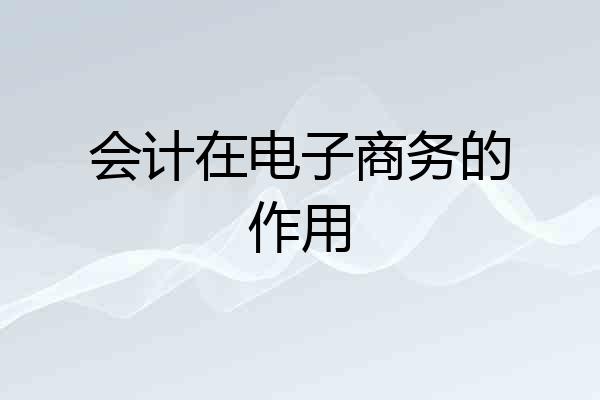 会计在电子商务的作用