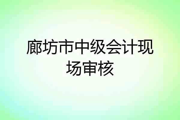 廊坊市中级会计现场审核