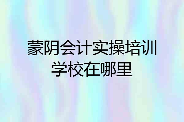 蒙阴会计实操培训学校在哪里