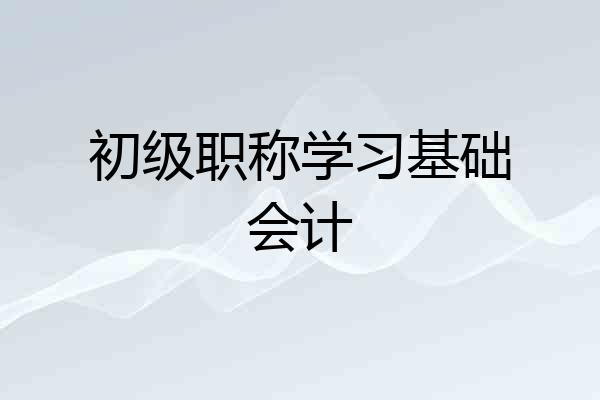 初级职称学习基础会计