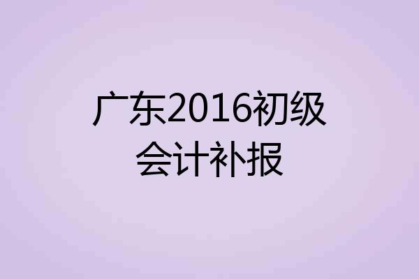 广东2016初级会计补报