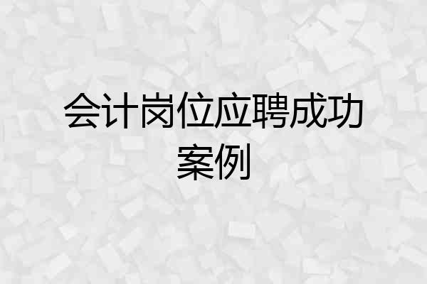 会计岗位应聘成功案例