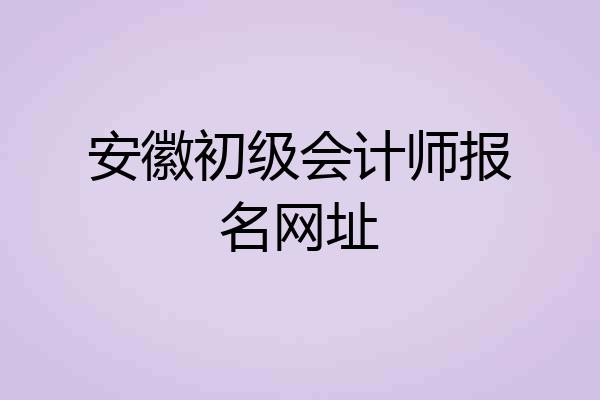安徽初级会计师报名网址