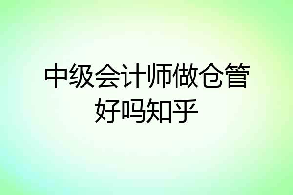 中级会计师做仓管好吗知乎