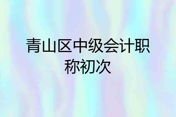 青山区中级会计职称初次