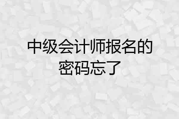 中级会计师报名的密码忘了