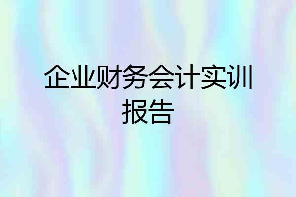 企业财务会计实训报告