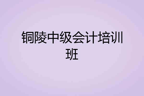 铜陵中级会计培训班