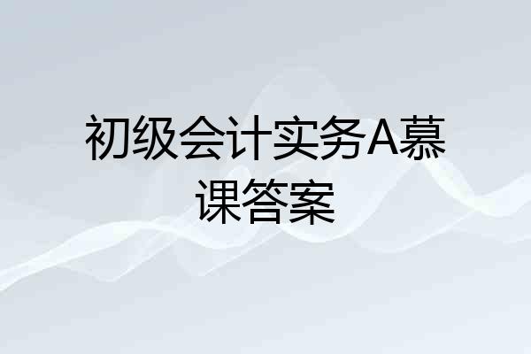 初级会计实务A慕课答案