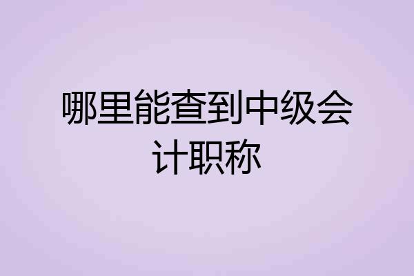 哪里能查到中级会计职称