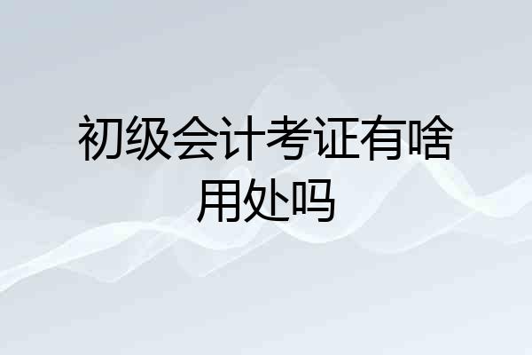 初级会计考证有啥用处吗