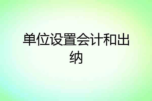 单位设置会计和出纳