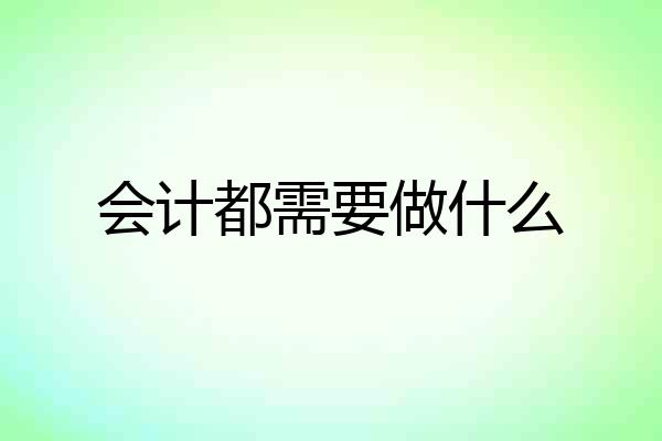 会计都需要做什么
