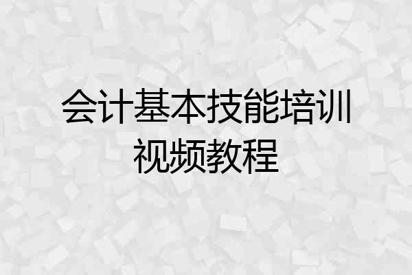 会计基本技能培训视频教程