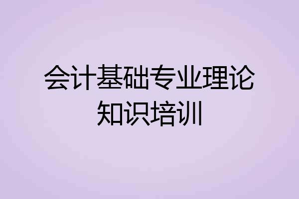 会计基础专业理论知识培训