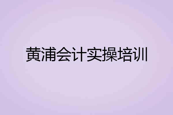 黄浦会计实操培训