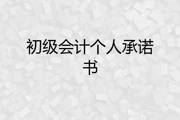 初级会计个人承诺书