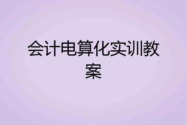 会计电算化实训教案