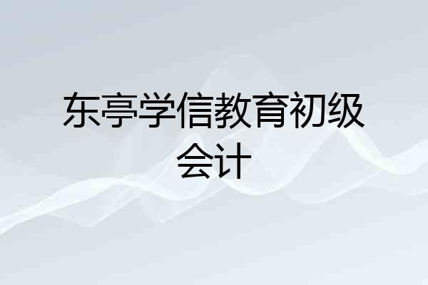 东亭学信教育初级会计