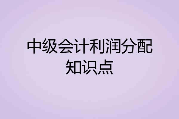 中级会计利润分配知识点