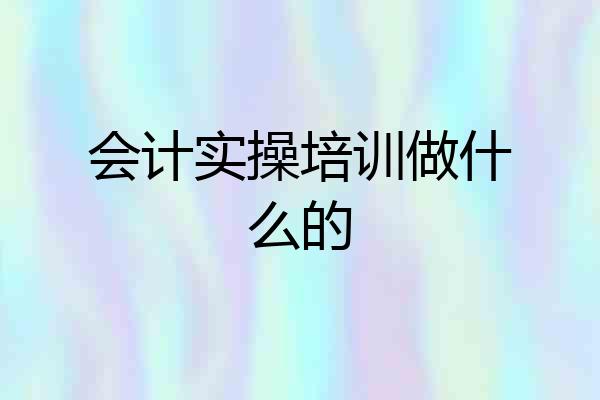 会计实操培训做什么的