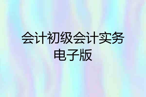 会计初级会计实务电子版