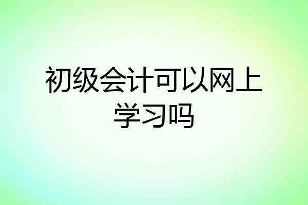 初级会计可以网上学习吗