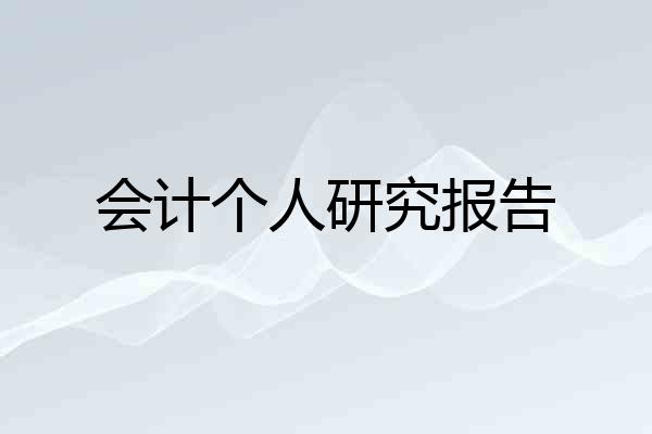 会计个人研究报告