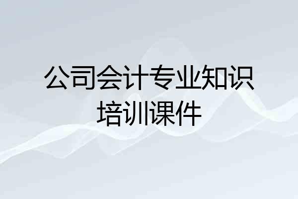 公司会计专业知识培训课件