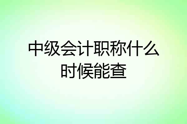中级会计职称什么时候能查