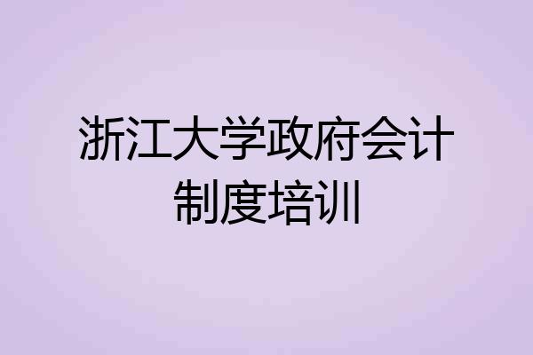 浙江大学政府会计制度培训