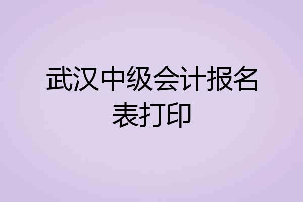 武汉中级会计报名表打印