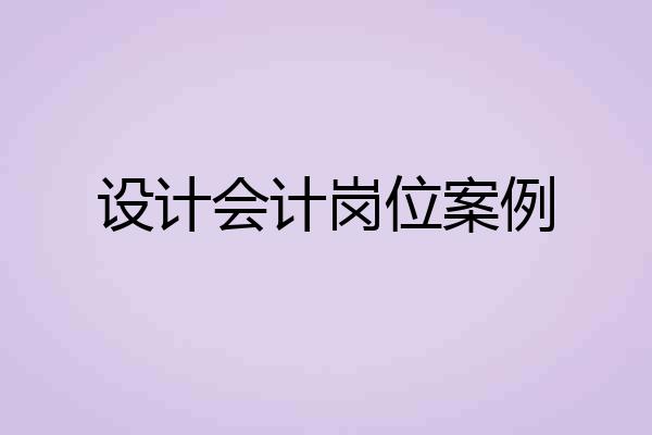 设计会计岗位案例