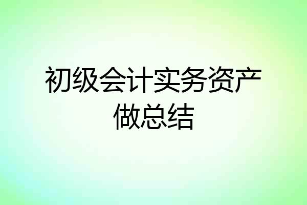 初级会计实务资产做总结